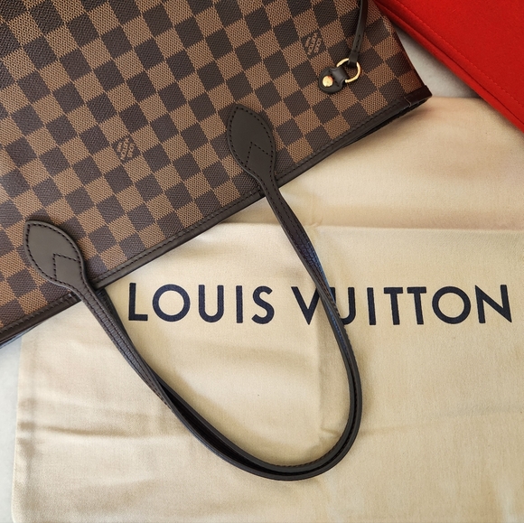 Louis Vuitton Neverfull MM Damier Ebene Tote Bag Cherry Red 🍒 Interior - Picture 3 of 14